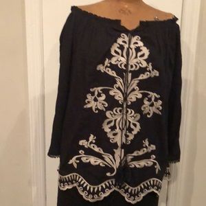 Off shoulder embroidered blouse with long sleeves